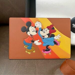 Disney Mickey and Minnie Roller Skating x Coach leather postcard NWT/Box include